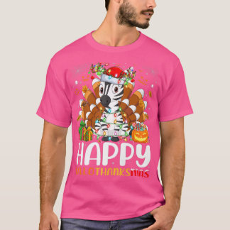 Zebra Lover Halloween Christmas Happy Hallothanksm T-Shirt