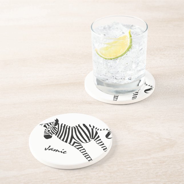 Zebra Lovers Gifts Sandstone Coaster (Side)