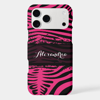 Zebra Lovers Pattern Pink and Black iPhone 17 Pro Max Case