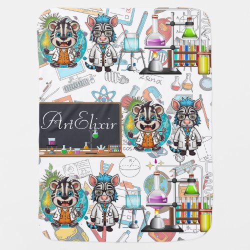 Zebra Mad Scientist Print Baby Blanket