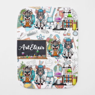 Zebra Mad Scientist Print Baby Burp Cloth