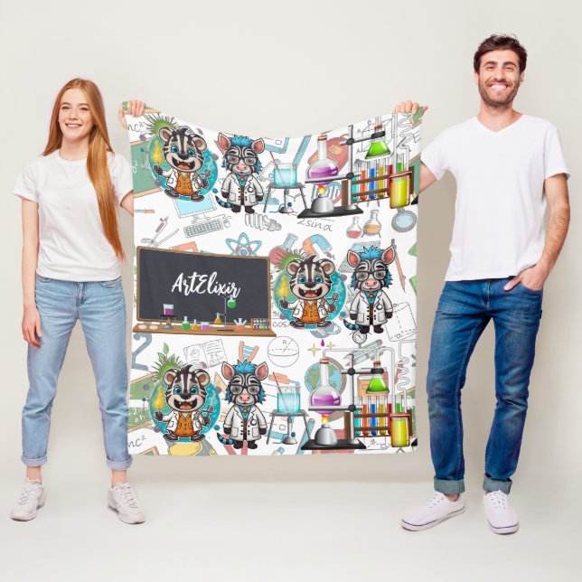 Zebra Mad Scientist Print  Fleece Blanket (In Situ)