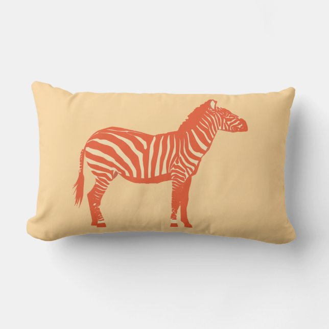 Zebra - Mandarin and light orange Lumbar Pillow (Front)
