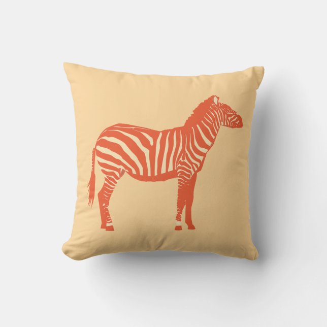 Zebra - Mandarin and light orange Throw Pillow (Front)