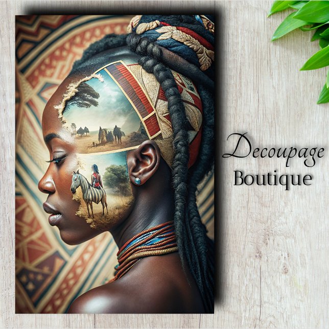 Zebra Memory African Journey Calm Decoupage Tissue Paper (African Heritage Portrait Decoupage Tissue Paper)
