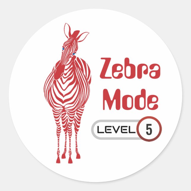 Zebra Mode Level 5, Customizable Sticker (Front)