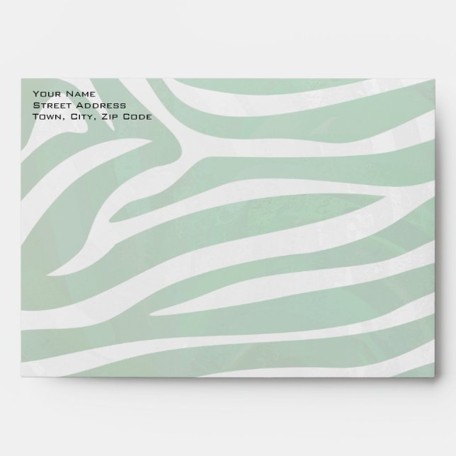 Zebra Monogram Green and White Print Envelope (Front)