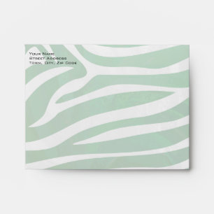 Zebra Monogram Green and White Print Envelope