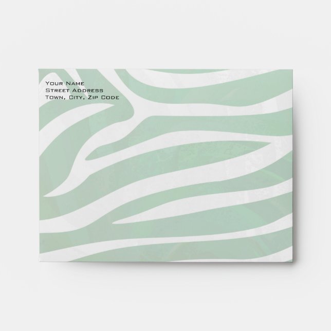 Zebra Monogram Green and White Print Envelope (Front)