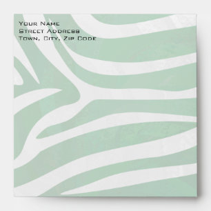 Zebra Monogram Green and White Print Envelope