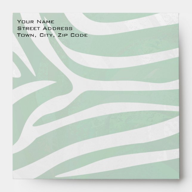Zebra Monogram Green and White Print Envelope (Front)