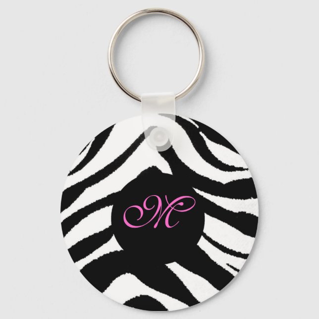 zebra monogram, M key chain (Front)