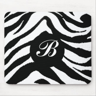 zebra monogram, mouse pad