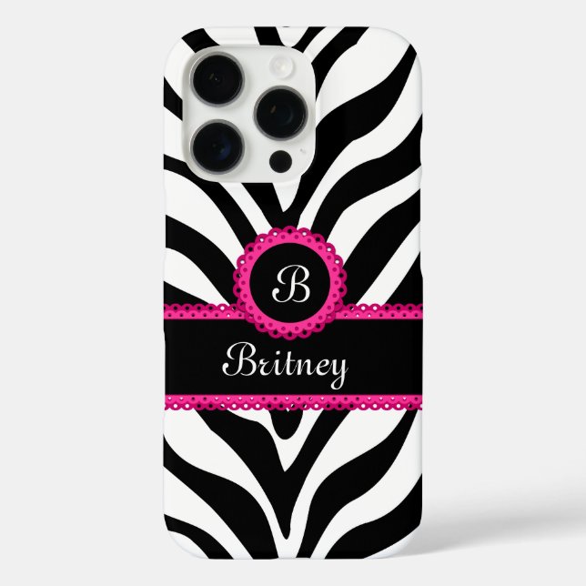 Zebra Monogram Name Case-Mate iPhone Case (Back)