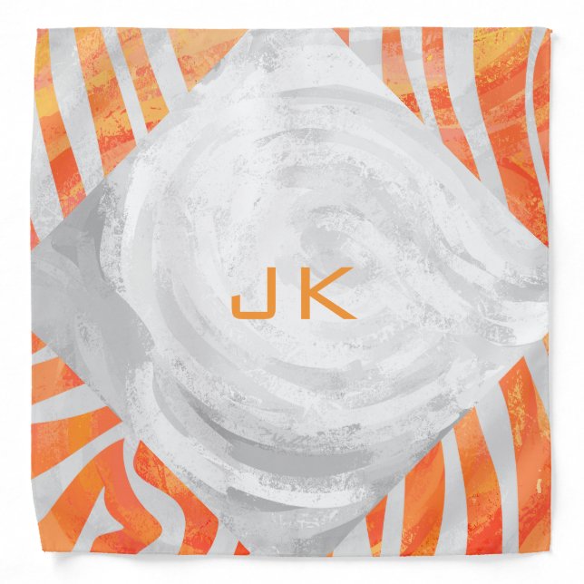 Zebra Monogram Orange and White Bandana (Front)