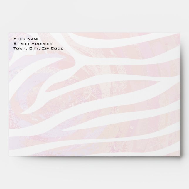 Zebra Monogram Pink and White Envelope (Front)