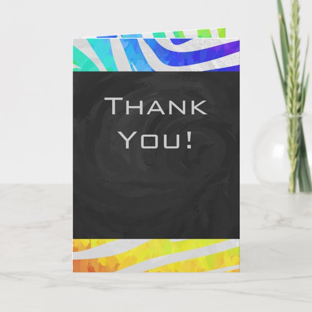 Zebra Monogram Rainbow and White Print Card (Front)