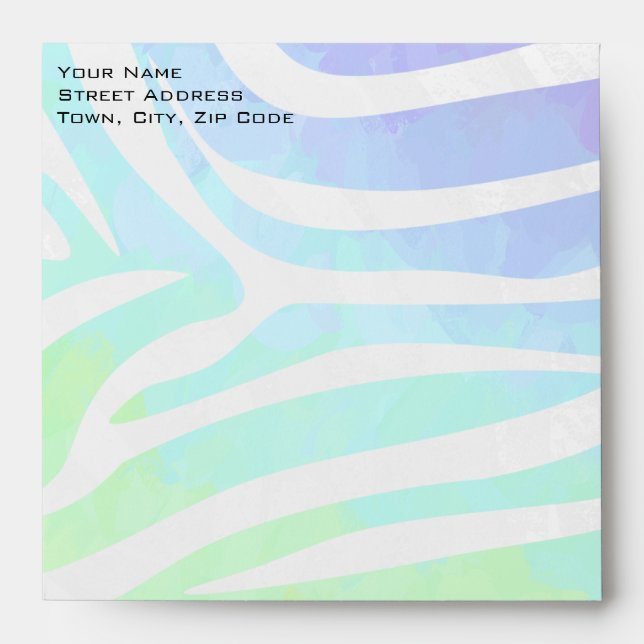 Zebra Monogram Rainbow and White Print Envelope (Front)
