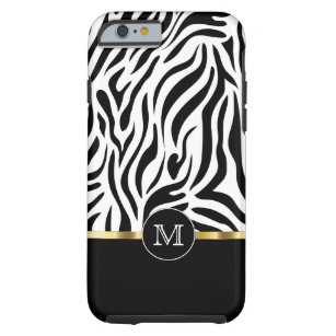 Zebra Monogram Style Tough iPhone 6 Case