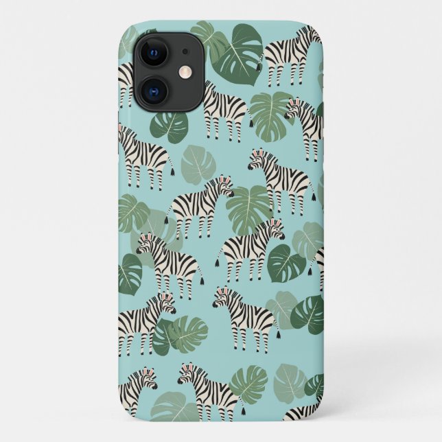 Zebra Monstera Pattern Case-Mate iPhone Case (Back)
