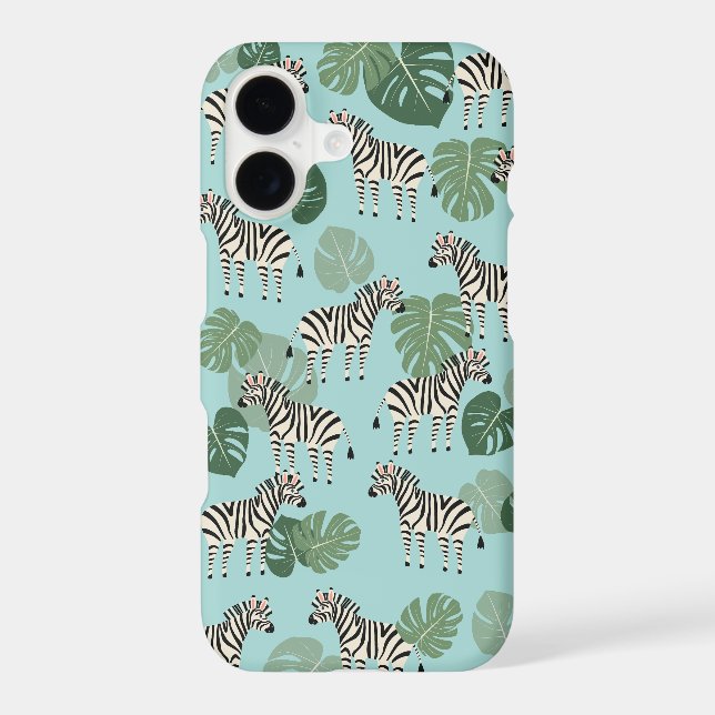 Zebra Monstera Pattern Iphone Case (Back)