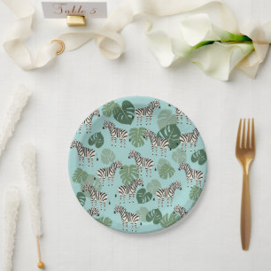 Zebra Monstera Pattern Paper Plates