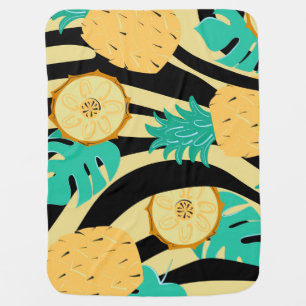 Zebra, monstera, pineapple: summer pattern. baby blanket
