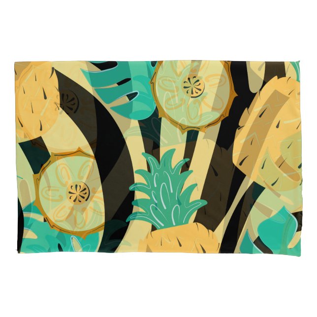 Zebra, monstera, pineapple: summer pattern. pillow case (Front)