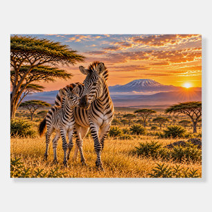 Zebra Mother and Foal African Savanna Foam Board