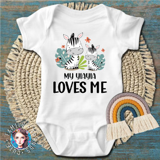 Zebra My Yiayia Loves Me Baby Bodysuit