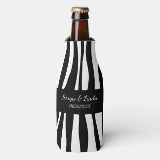 Zebra Name and Date Bottle Cooler