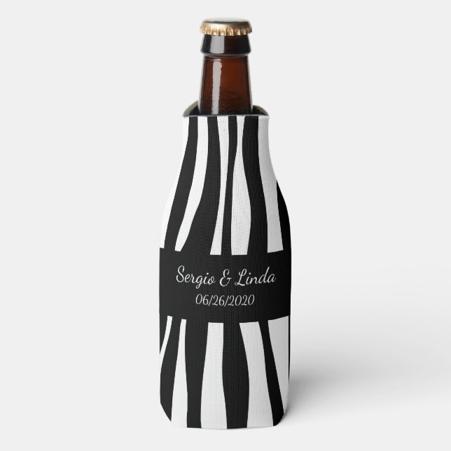 Zebra Name and Date Bottle Cooler (Bottle Front)