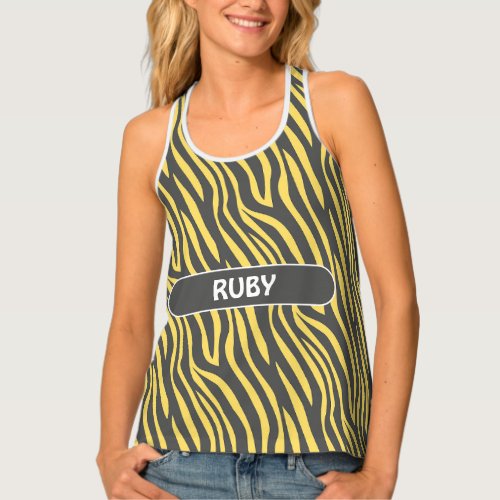 Zebra Navy Yellow Minimal Pattern Tank Top