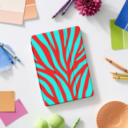 Zebra Neon Turquoise Red Wild Animal Pattern iPad Pro Cover