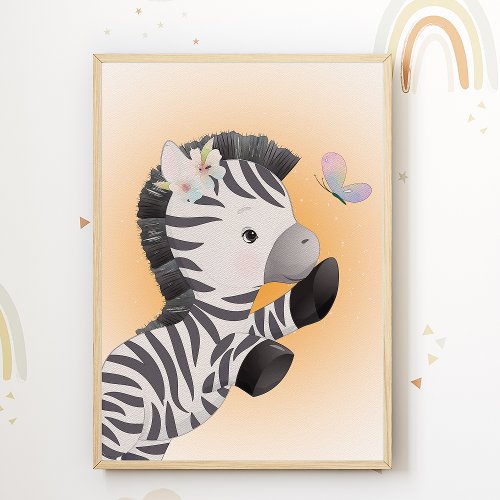 Zebra Nursery Print Animal Kids Room Poster