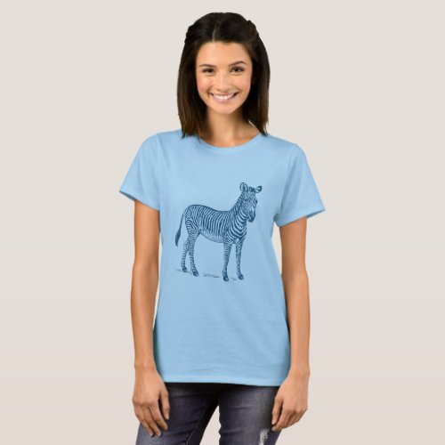 Zebra _ Ocean Blue T_Shirt