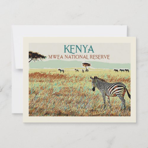 Zebra of Kenya Mwea National Reserve Postcard