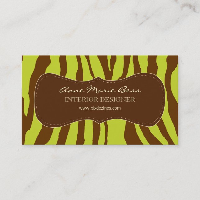Zebra Olive Chocolate  business cards (Front)