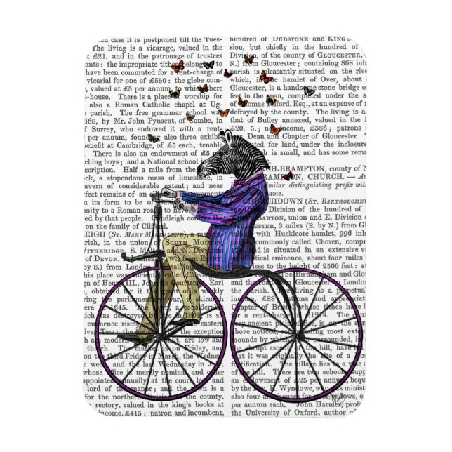 Zebra On Bicycle Magnet (Vertical)