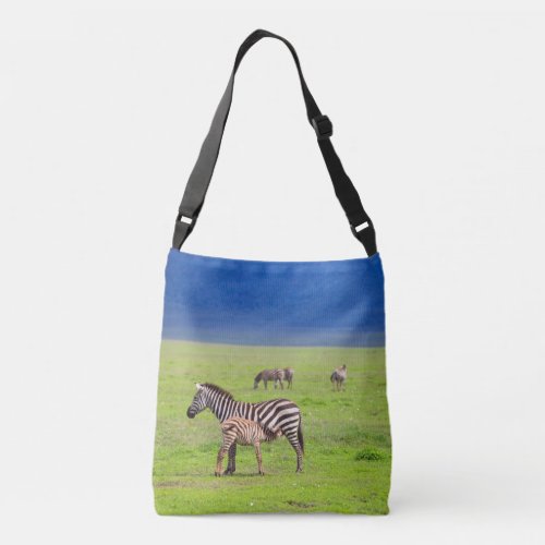 Zebra on grassland in Africa Crossbody Bag
