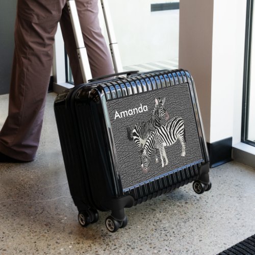 Zebra on Leather Personalized Luggage Pilot Case