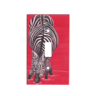 Zebra On Red Light Switch Cover