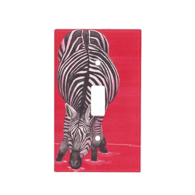Zebra On Red Light Switch Cover (Front)