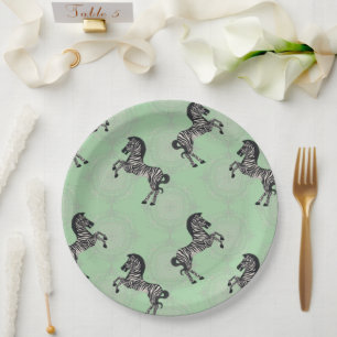 Zebra on Starburst with Pale Green Paper Plates