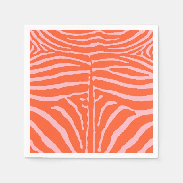 Zebra Orange and Pink Napkins (Front)