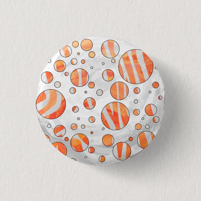 Zebra Orange and White Polka Dot Button (Front)