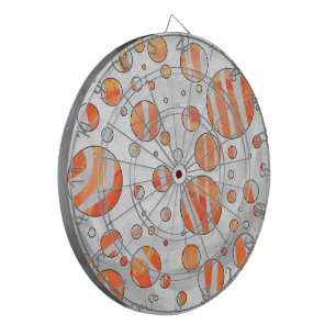 Zebra Orange and White Polka Dot Dartboard