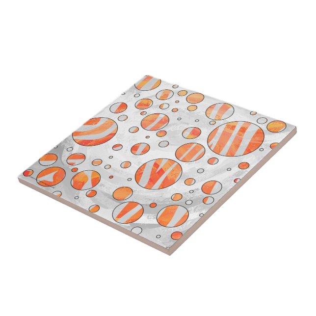 Zebra Orange and White Polka Dot Tile (Side)
