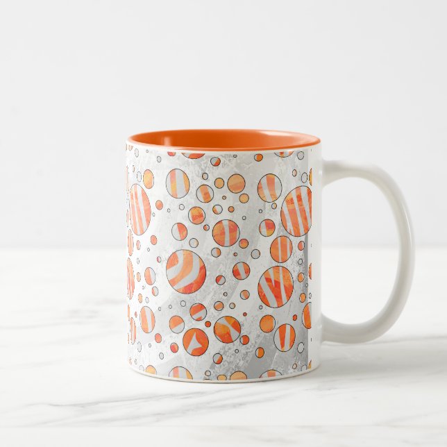 Zebra Orange and White Polka Dot Two-Tone Coffee Mug (Right)
