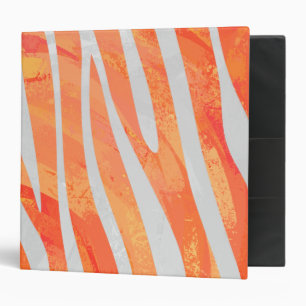 Zebra Orange and White Print 3 Ring Binder